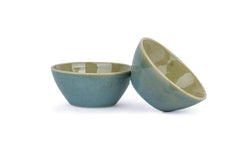 Ceramic Serving Medium Bowls Set Of 2 Pieces - 850ml Each, Green Blue Reactive | Premium Ceramic Bowls - Medium Size | Microwave Safe Bowls - Bowl Sets With Glossy Finish | Ceramic Bowls