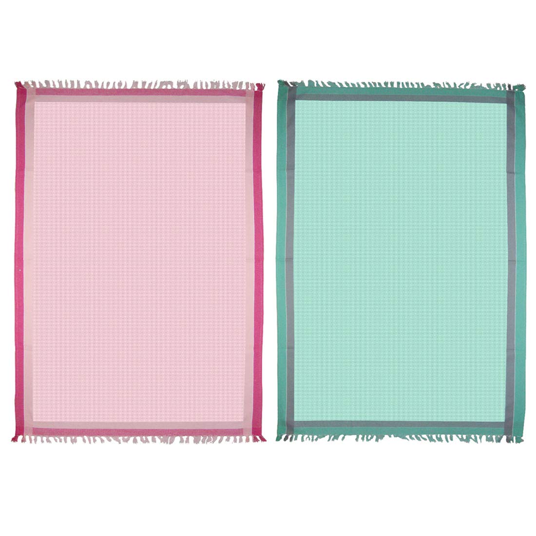 Athom Trendz Living Light Weight Cotton Premium Waffle Border Bath Towel 480 Gsm | Pack Of 2 (Multi10)