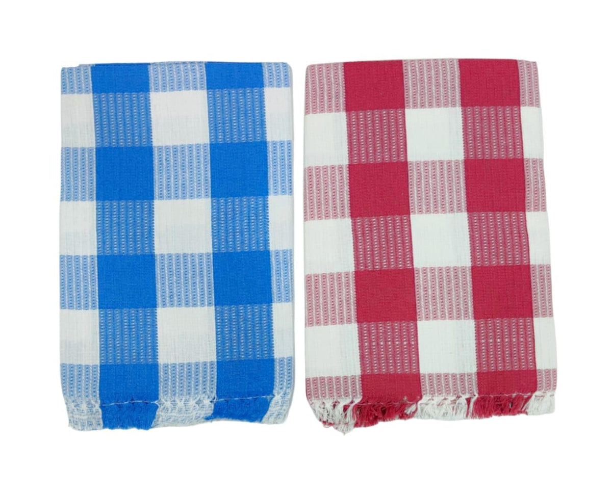 Bombay Dyeing Rimzim 100% Cotton Printed Soft & Slick Quick Drying Bath Towels 500 Gsm (Blue & Rose) - 2 Pcs