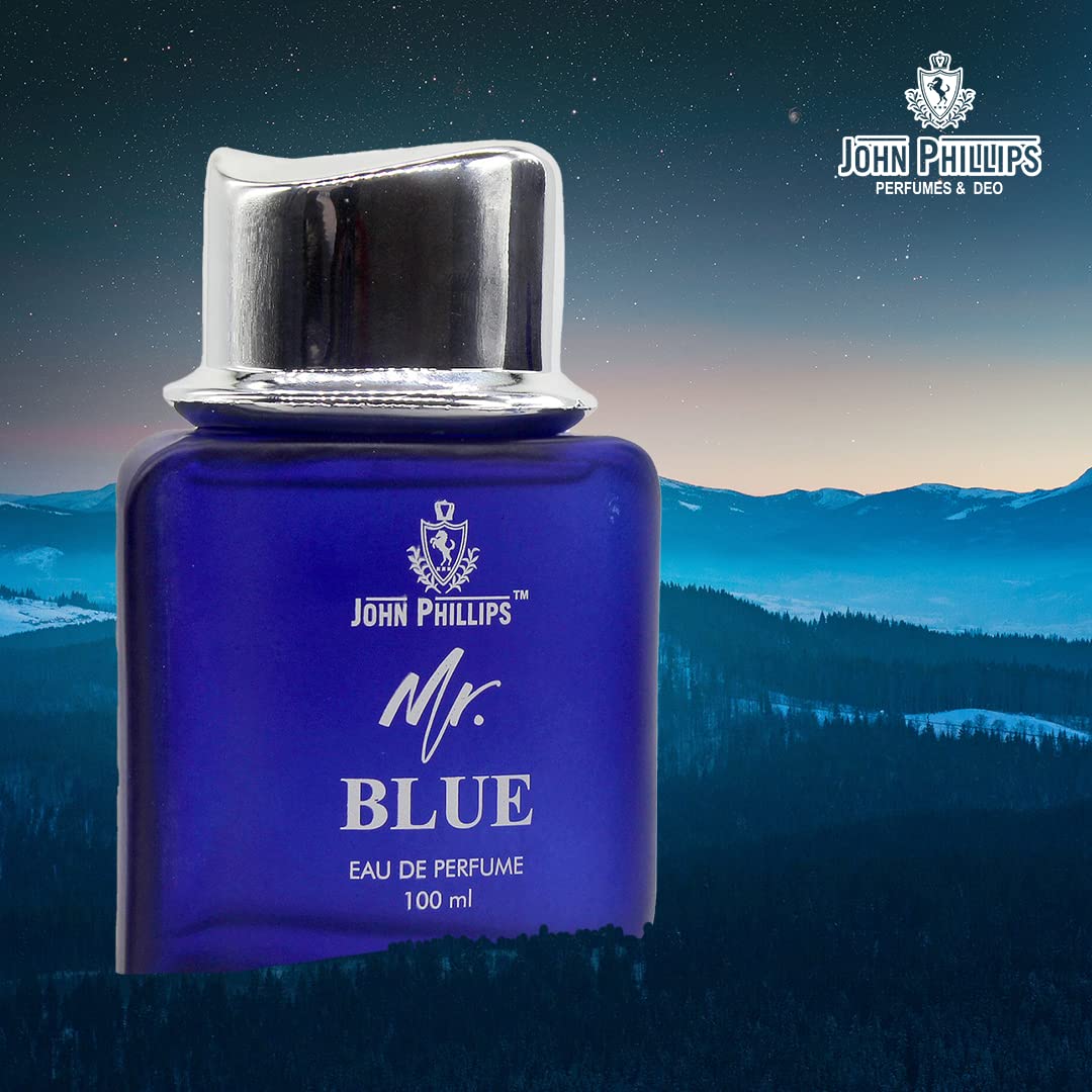 John Phillips Mr. Blue Occasional Outing & Party Wear Eau De French Perfume 100ml 3.4 Fl.oz. | For Men