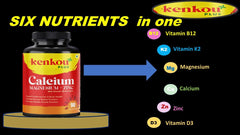 Kenkou Plus Calcium Magnesium Zinc With Vitamin D3 K2 & B12 | 90 Veg Capsule , 150gm 0.3lbs