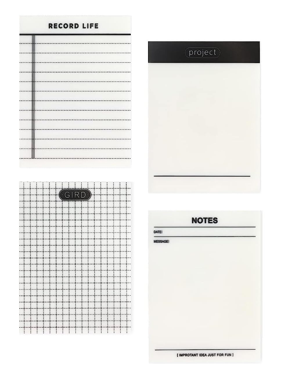 Transparent Sticky Note Pad With Lining & Grid Transparent Sticky Notes, Clear - 200 Sheets