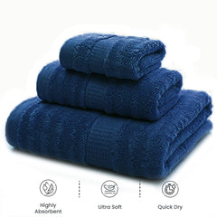 Mush Bamboo Luxurious 2 Bath + 2 Hand & 2 Face Towel 1800 Gsm | Ultra Soft, Absorbent & Antimicrobial Towel (Navy & White) -6 Piece