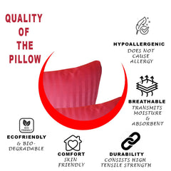 Premium Hotel Quality Soft Polyester Blend Fiber Pillow, Maroon - 16x24 Inch | Standard Size, Neck Support, Washable, Removable Cover | Bed Pillow, Comfortable Pillow - Set Of 2