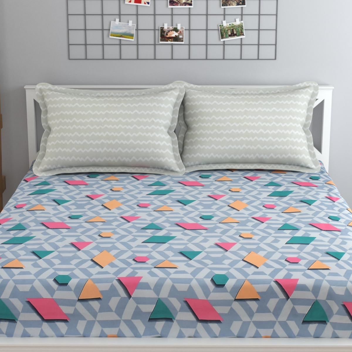 Bedsheet For Queen Size Bed With 2 Pillow Covers - 90 X 100 Inches, Multicolor | Soft, Breathable, Wrinkle Free & Fade Resistant