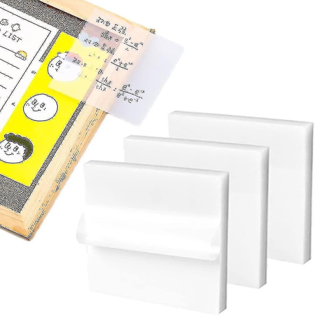 Transparent Sticky Notes Pad, Self-Adhesive Waterproof Translucent Sticky Notes - Clear