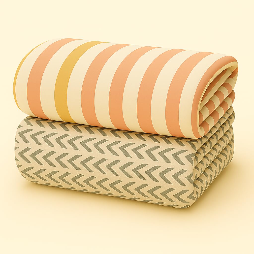 Organic Cotton Muslin Baby Bath Towel 200 Gsm | Cotton Cloth Premium Baby Washable Reusable, Absorbent, Extra Soft (Multi Stripe & Arrow)- Pack Of 2