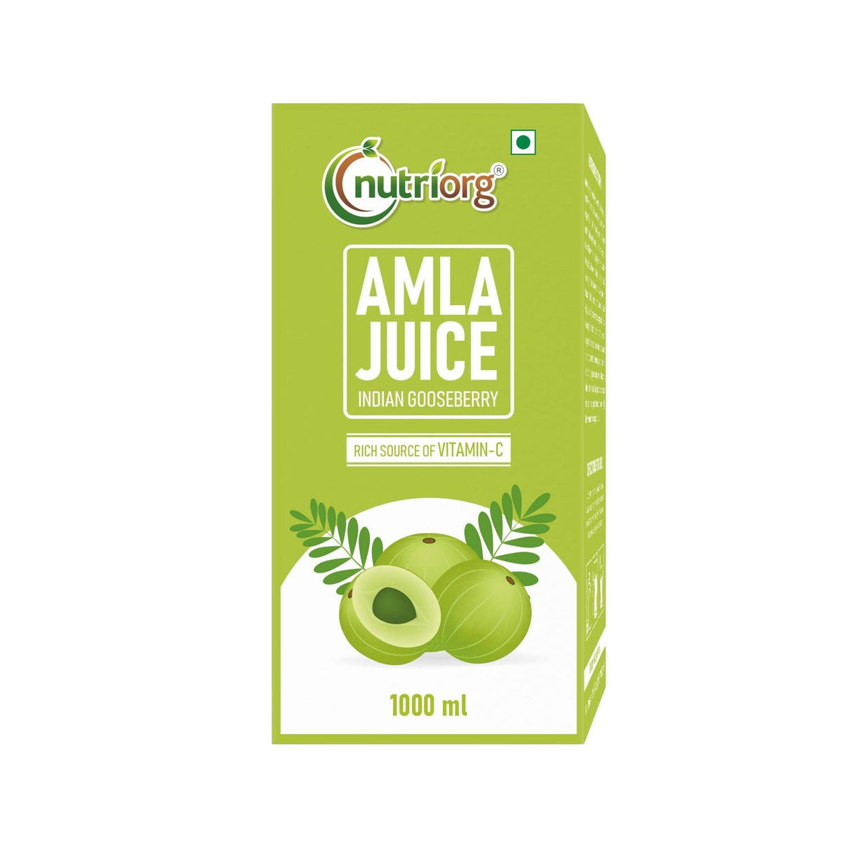 Nutriorg Amla Juice Organic Amla Juice For Hair & Skin, Rich In Vitamin C, Cold - Pressed Indian Gooseberry Juice, Detox, Weight Loss & Immunity Boosting, No Added Sugar | 1 Litre 2.2lbs