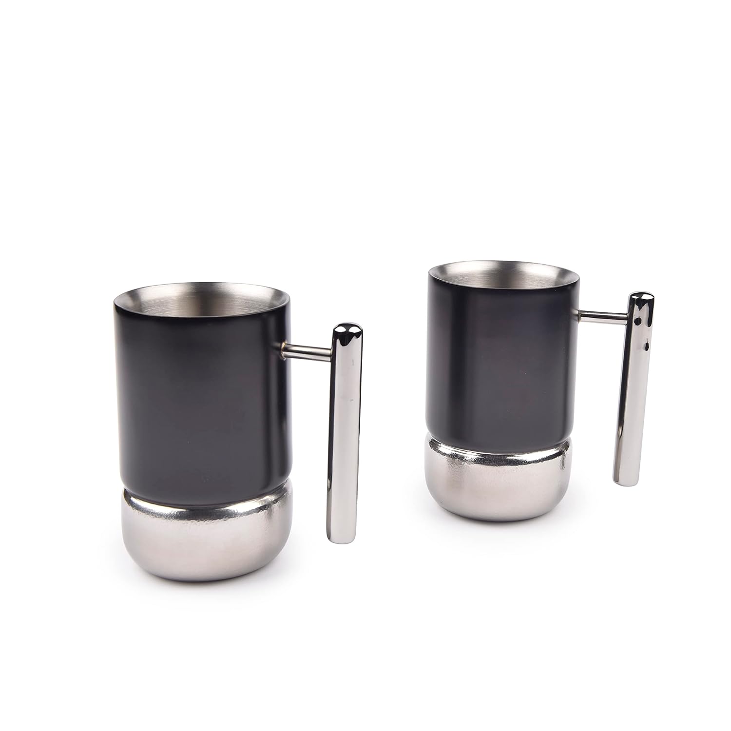 Designer Silver Stainless Steel Coffee Mug Set Of 2 - Fluted Series | Attractive Tea Cup In Modern Appearance Used In Offices, Homes & Workspace | Premium Serve Ware & Tableware