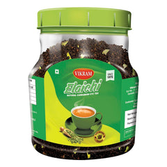 Vikram Elaichi CTC Tea Leaf - 500gm Jar, 17.6 Ounce | Enriched With 100% Natural Ground Cardamom - Refreshing & Aroma Chai Patti | No Added Essence, Caffeine Free