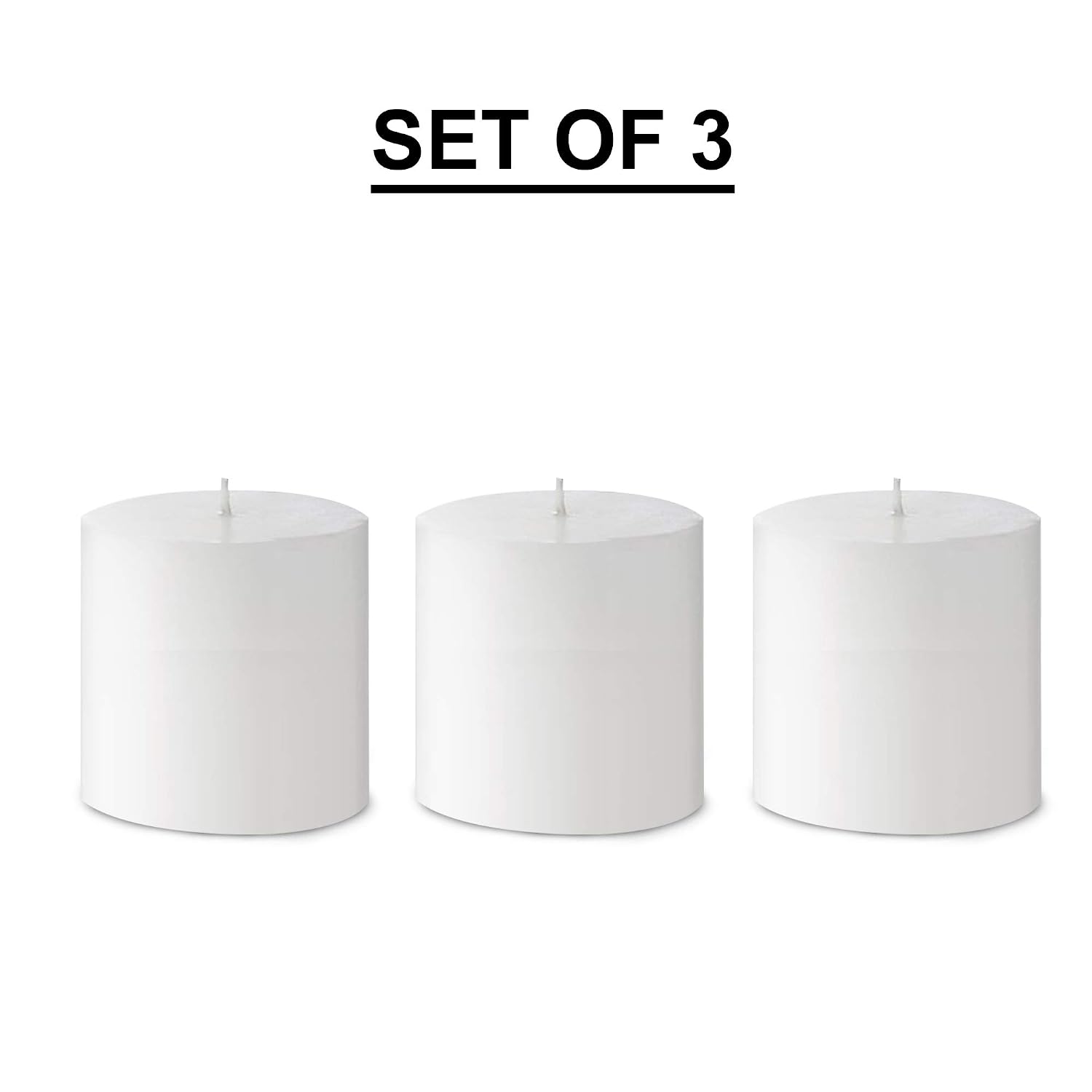 WHITE PILLAR ROUND CANDLES 3 INCHES EACH SET OF 3 | BURNING TIME 45 HOURS