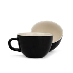 Large Ceramic Coffee Cup Set Of 2 - Black, 300ml Each | Cappuccino Cup With Glossy Finish - Large Ceramic Coffee Cup | Premium Stoneware Coffee Cup - Microwave Safe