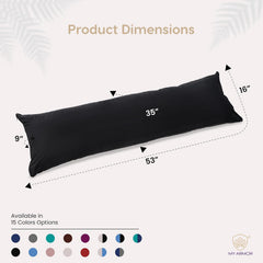 Microfiber Body Side Pillow For Sleeping For Pregnancy, Black - 53 X16 Inches | Long Cuddle Pillow For Hugging, Relaxing, Washable, Premium Velvet Outer Cover With Zip, Adjustable Pillow