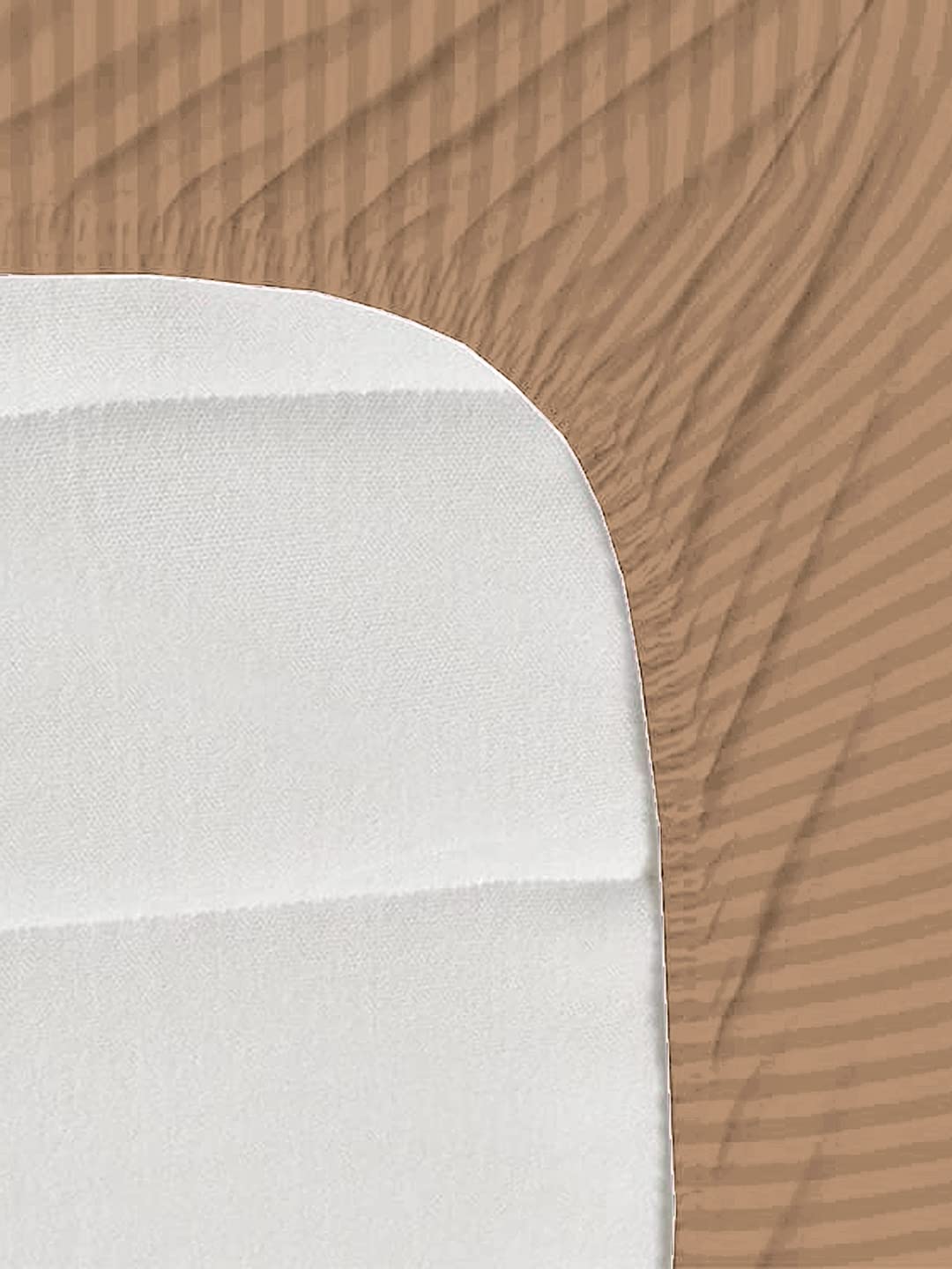 Beige Stripe Elastic Fitted Double Bedsheet (72x78 Inches) With 2 Pillow Covers | Soft To Touch & Comfortable | 300 Thread Count