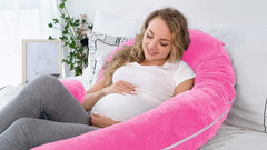 Pregnancy Pillow, Maternity Body Pillow For Sleeping, C Shaped Pillow, Pink - 55 Inch | Full Body Pillow, Pregnancy Pillow For Pregnant Women, Support Belly & Back, Removable Velvet Cover