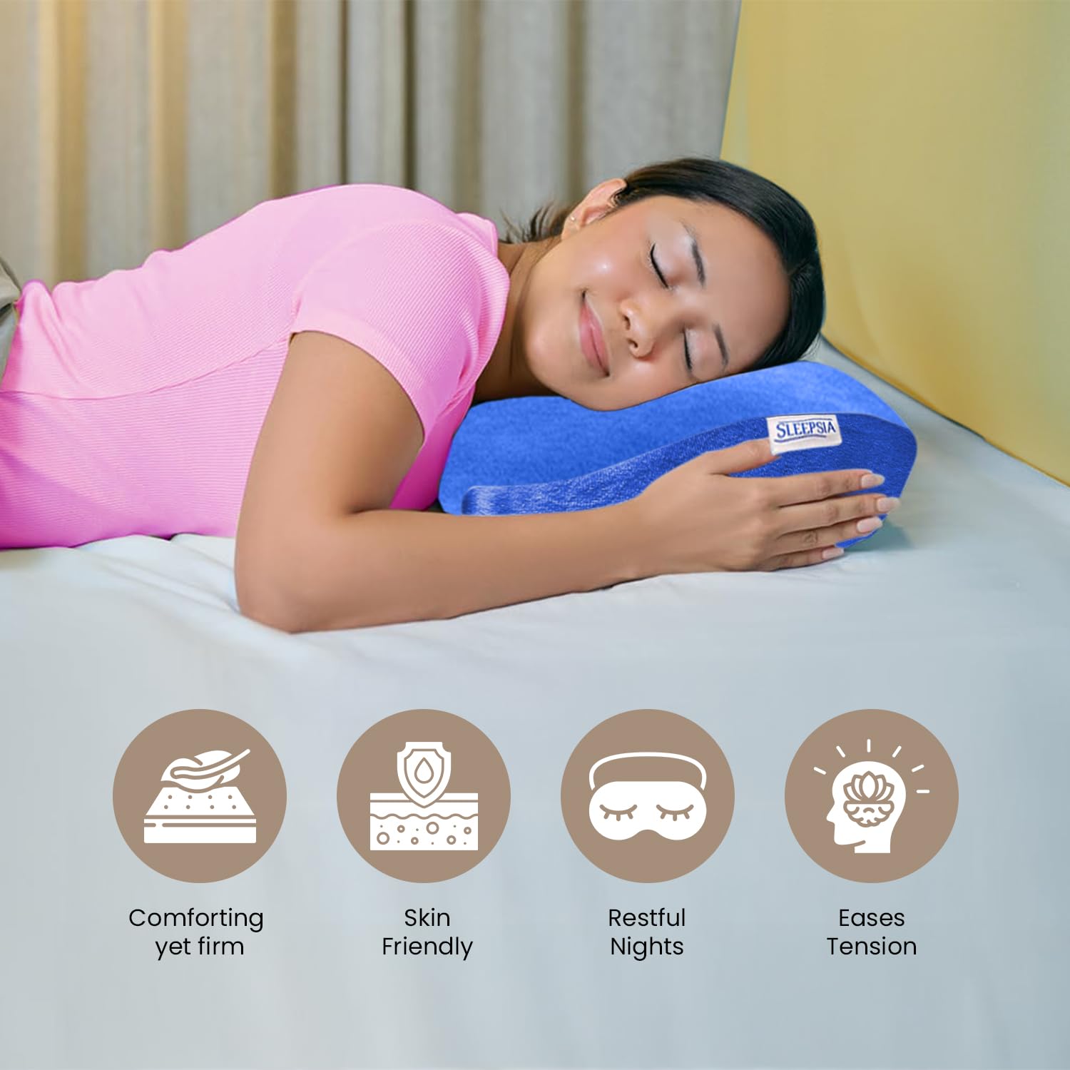 Cervical Pillow For Neck & Shoulder Pain Relief, Memory Foam Pillow For Sleeping | Blue & Sky-Blue, Orthopedic Pillow For Spondylitis, Perfect For All Sleeping Position - Pack Of 2