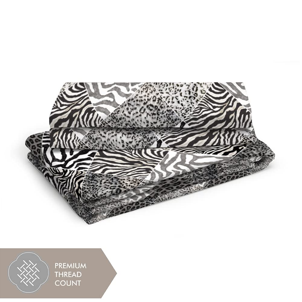 Cotton Bedsheet For King Size With Pillow Cover Set - 108x108 Inches, White & Black | Breathable & Light Weight, All Season Comfort-Ideal For Daily Use & Gifting Bedsheet