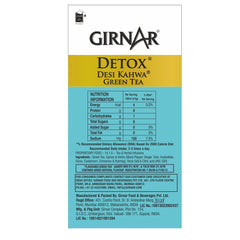 Girnar Detox Desi Kahwa Green Tea - Pack Of 2 X 90gm, 3.17 Ounce Each, 36 Individually Foil Wrapped Tea Bags | ?No Artificial Colors, No Artificial Flavor, No Preservatives - Low Caffeine Green Tea