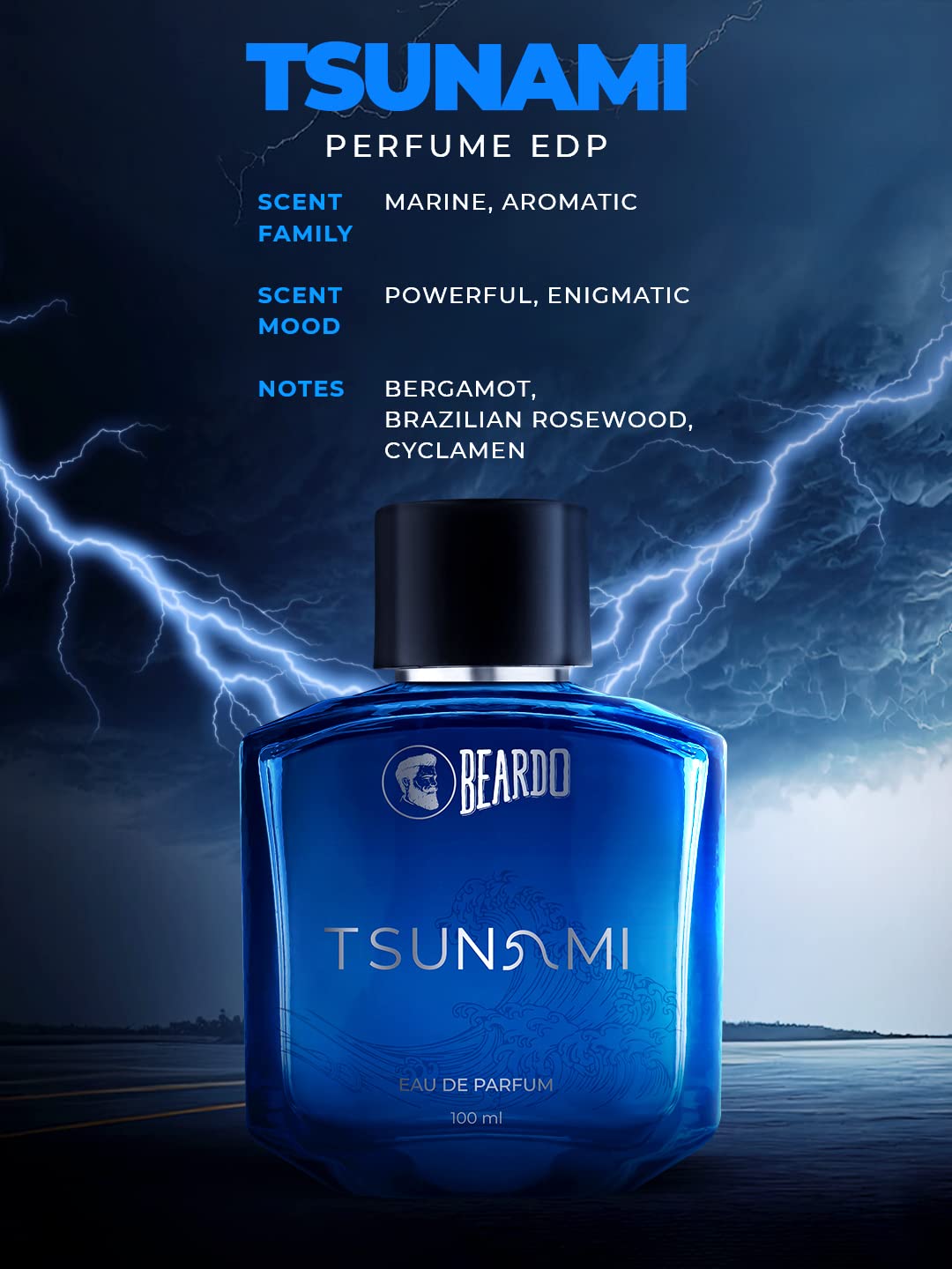 Beardo Tsunami Eau De Parfum 100ml 3.4 Fl.oz.| Best Valentineday Gift For Husband | Long Lasting Fragrance