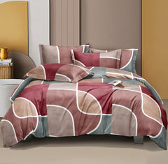 1 Single Glace Cotton Flat Bedsheet With 1 Pillow Cover & Single Comforter - 60 X 90 Inches, Multicolor | Soft & Durable For Everyday Use - All Season Comfort