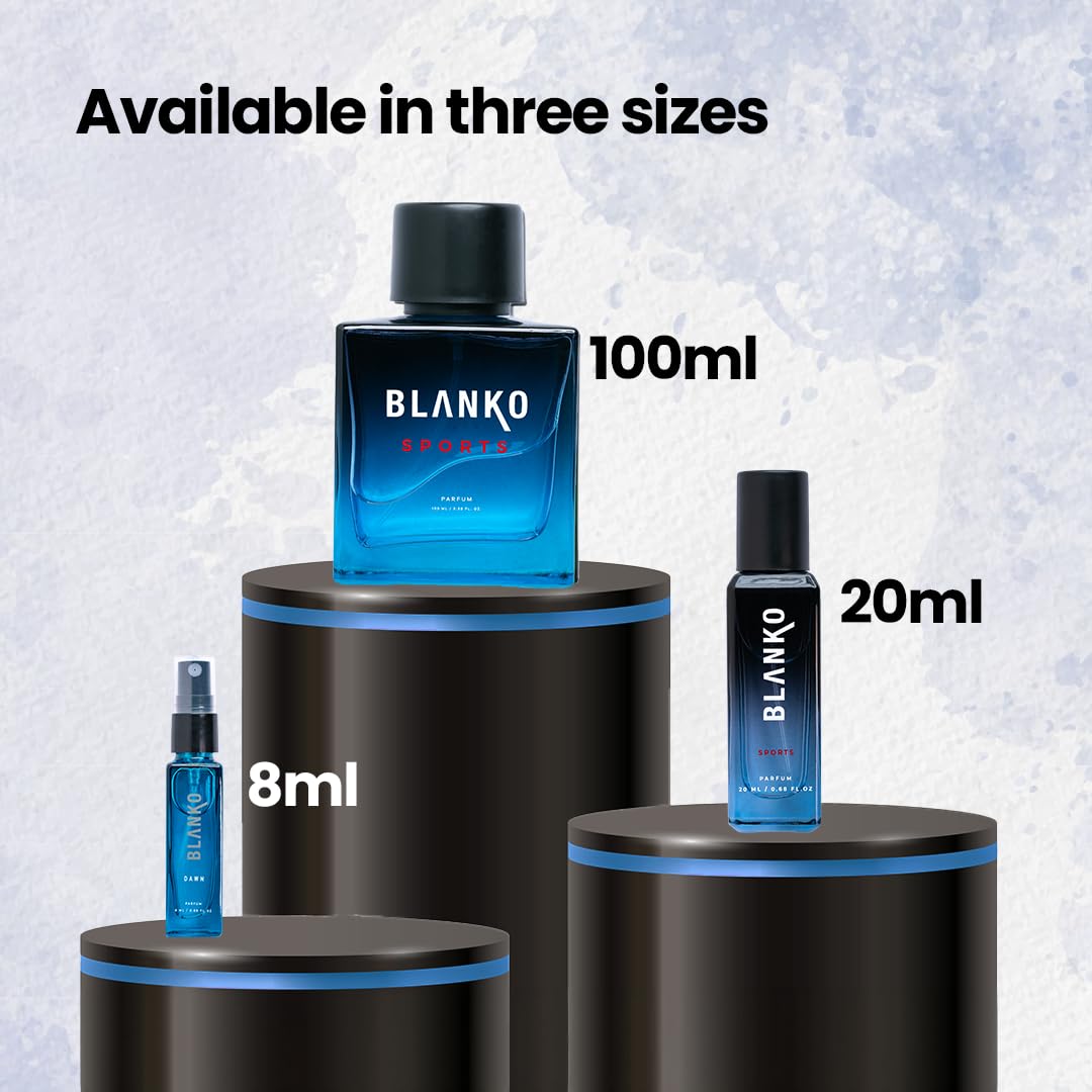 Blanko Sports Time Lock Technology Parfum 8ml 0.27 Fl.oz. Longest Lasting Men Perfume | Luxury Pocket Perfume For Sports, Gym, Activity