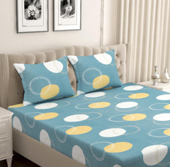100% Microfiber Double Bedsheets Queen Bed With 1 King Size Pillow Covers - Size-78 X 72+10 Inches, Grey & White | Light Weight & Easy To Wash At Home