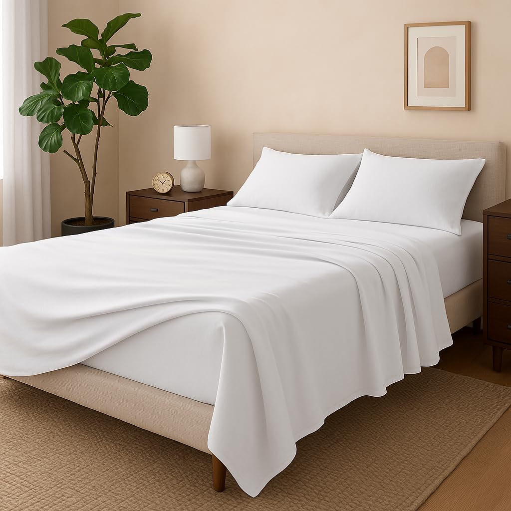1 Single Microfiber Bedsheet With 1 Pillow Cover - 60 X 90 Inches, White | Perfect For Home, Hostel & Gifting Lightweight, Breathable & Durable
