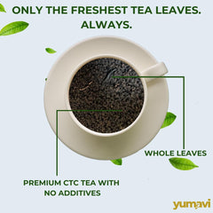 Yumavi Assam Second Flush CTC Tea With Long Leaves - Pack Of 2 X 250gm, 8.8 Ounce Each, 100+ Cups | Aromatic & Refreshing Kadak Chai - No Preservatives Or Colors, Medium Caffeine