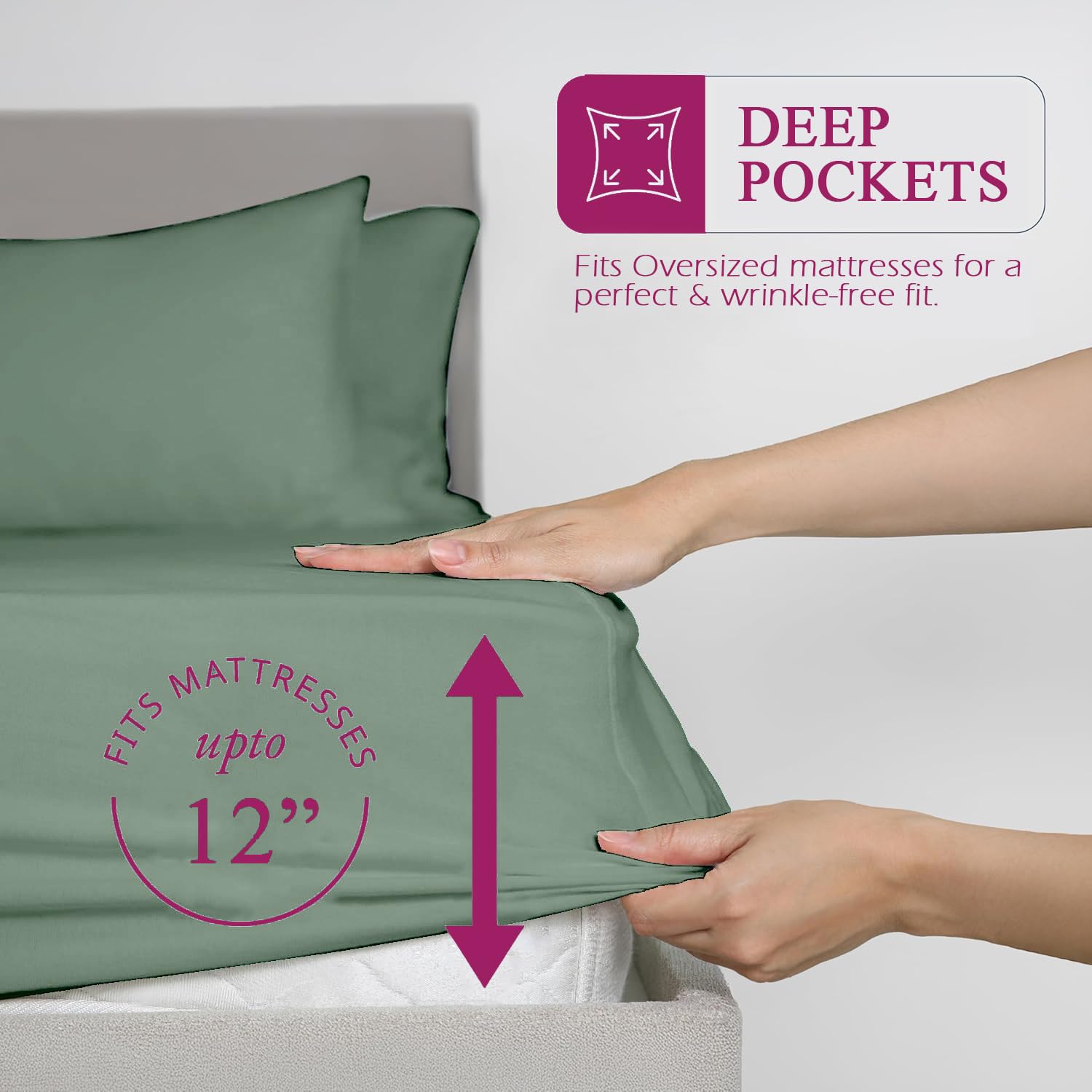 Bamboo Elastic Fitted Bedsheet With 2 Pillow Cover - 48 X 78 Inches, Aqua Green | Soft, Breathable & Eco-Friendly | Perfect Gifting Festival, Housewarming, Anniversaries