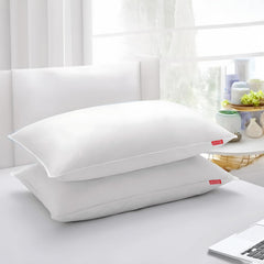 Comfort Soft Microfiber Pillow, White, Standard Size - 45 X 70 Cm | Neck Support, Lightweight, Hypoallergenic, Washable, Breathable Pillow | Rectangular Shape, Bed Pillow - Pack Of 2