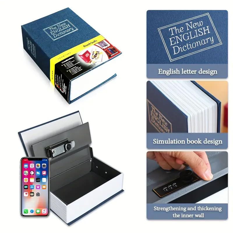 Label Book Locker Dictionary Stainless Steel Hidden Safe Jewellery Box, Cash Locker For Home & Office (18 X 12 X 5.5 Cm) Colour - Multicolour, Lock Type - Combination