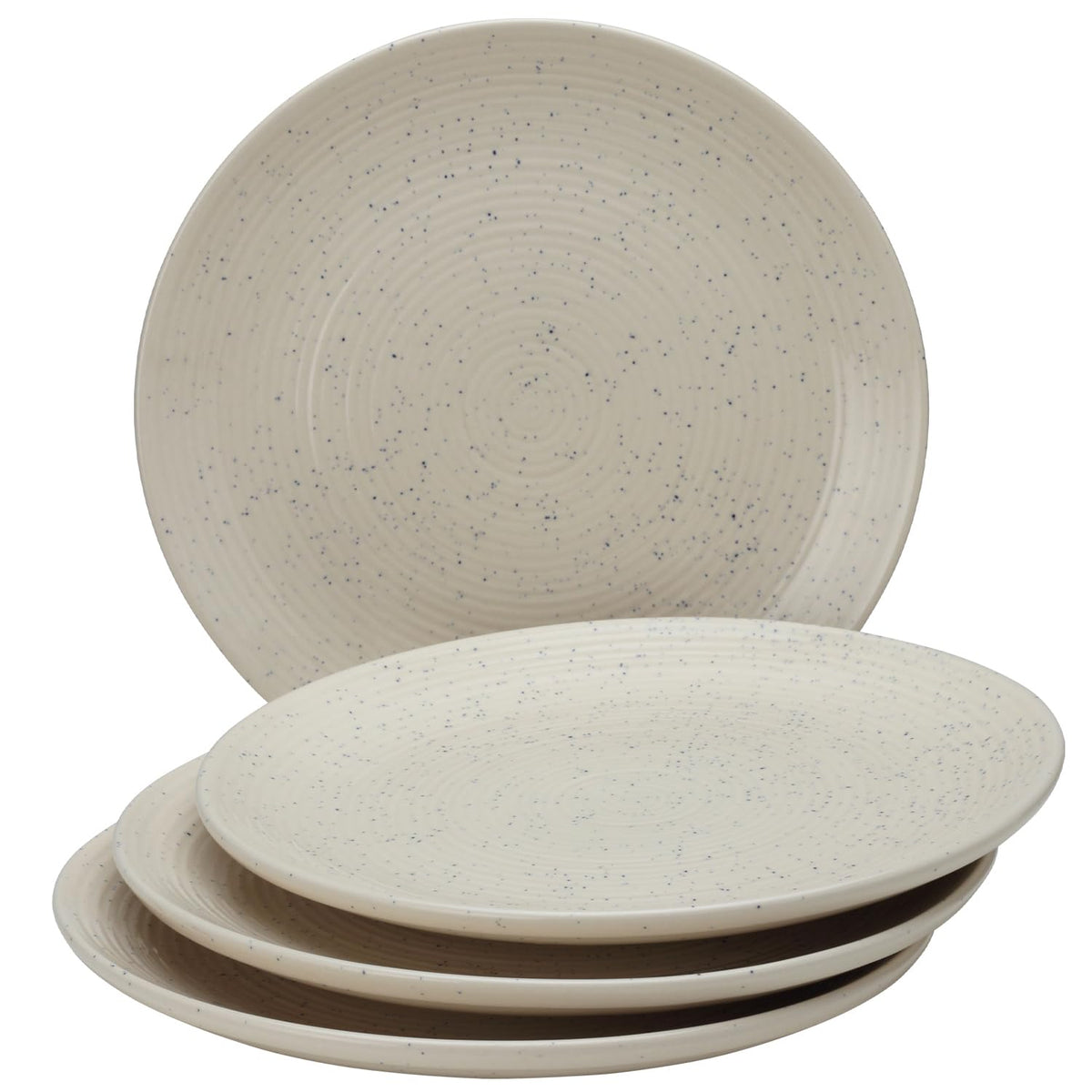 Ceramic Hand Glazed Stoneware Large Dinner Plates Set Of 4 - 10.6 Inch, Ivory White | Microwave Safe & Dishwasher Safe – Handcrafted Dinner Plates