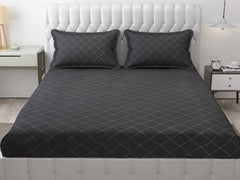 Check Dark Grey Bedsheet For King Size With 2 Pillow Cover (90 X 95 Inches) | Softer & Durable For All Season | Ideal For Daily Use Home Bedsheet