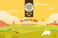 100% Pure Desi Cow Ghee By Earth Story Farms | Naturally Desi Cow Bilona Method Desi Ghee Good For Chapati & Sabji | (250ml) 8.4 Ounce | Jar Pack