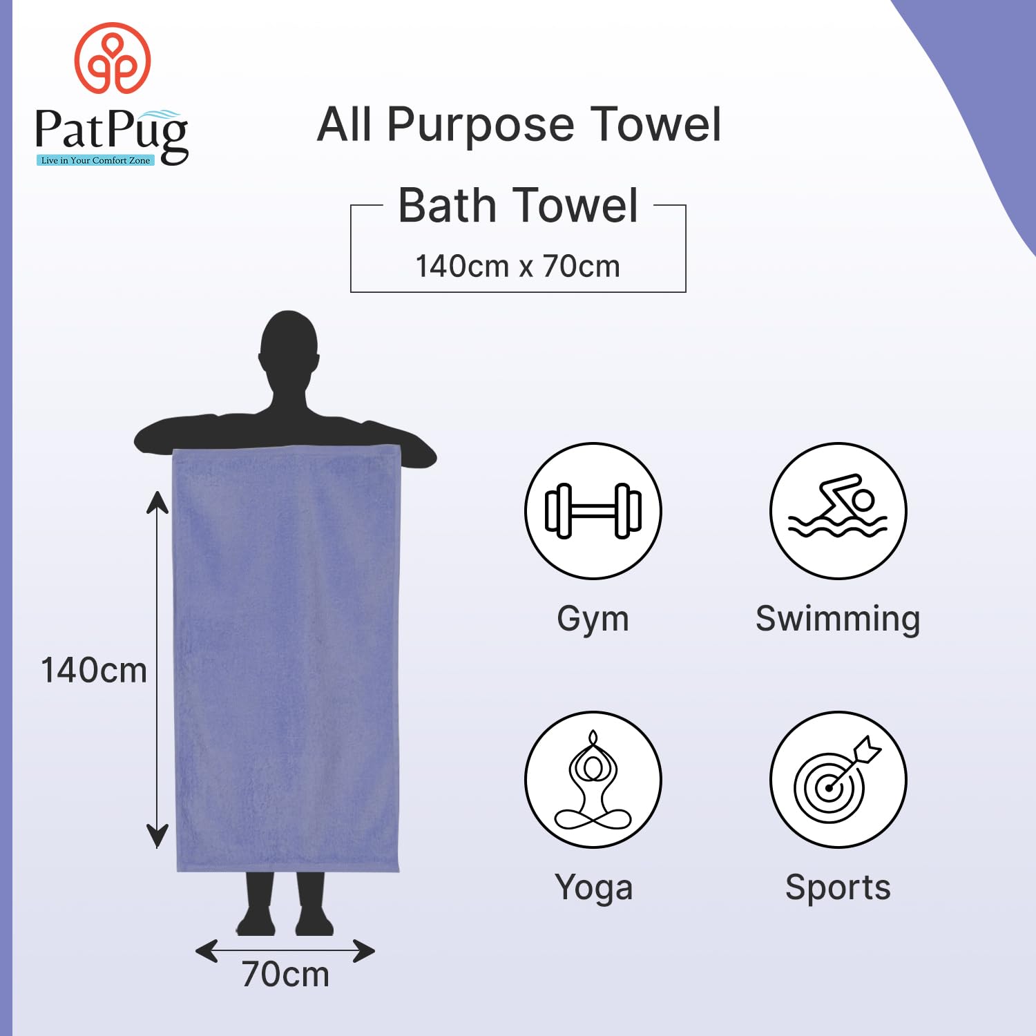 Patpug Ultrasoft Microfiber, Comfortable, Fade Resistant, Highly Absorbent, Quick Drying Large Bath Towel 400 Gsm (Royal Blue)