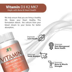 Anc Vitamin D3 K2 Mk7 Supplement, Supports Stronger Immunity & Bone & Heart Health For Men And Women | 60 Capsules, 100gm 0.2lbs