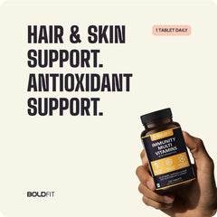 Boldfit Multivitamin For Men & Women With Probiotics Vitamin C, E, Zinc - For Immunity, Biotin, Healthy Hair, Skin & Nails | 120 Tablets , 250gm 0.5lbs , Each Pack Of 2