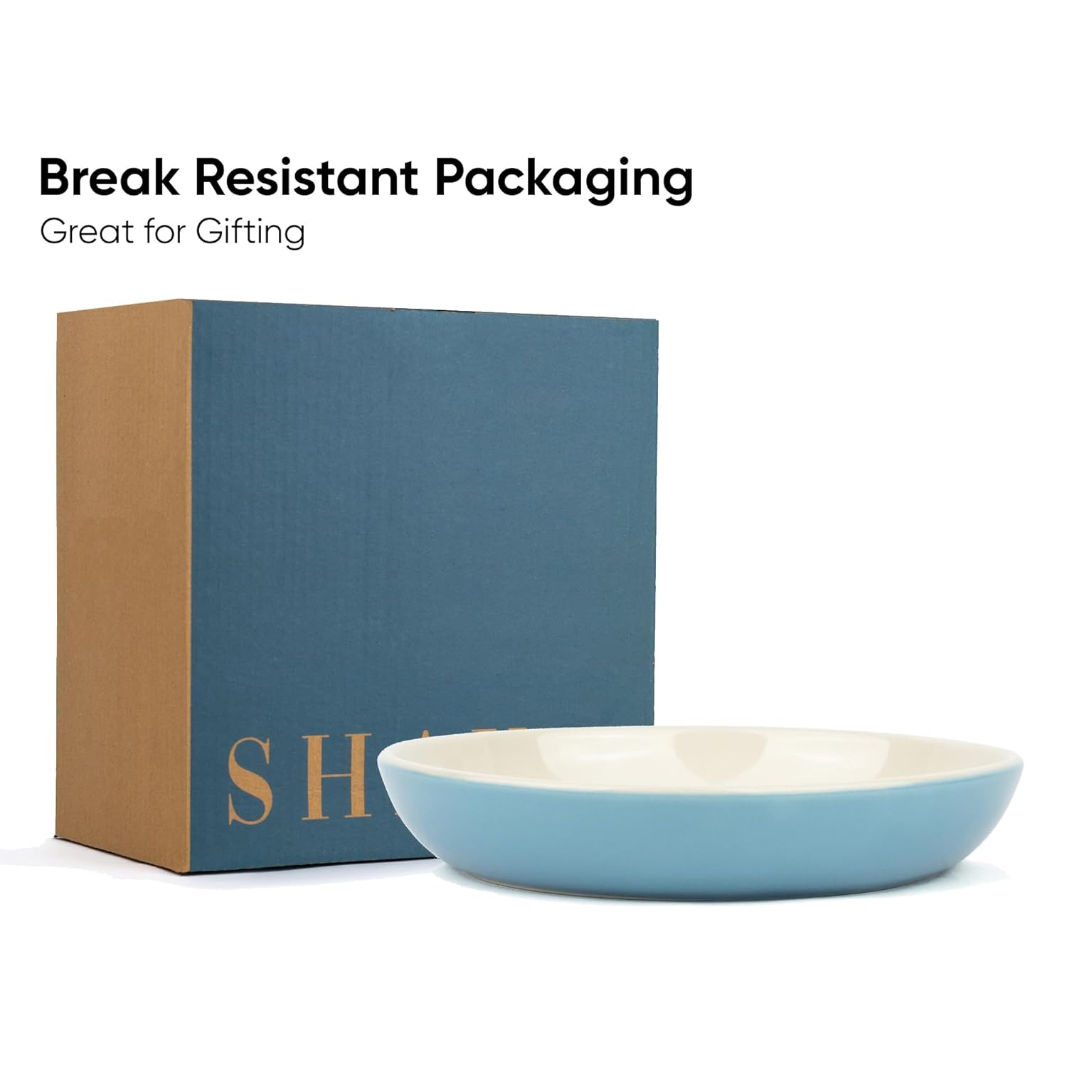 Ceramic Pasta Bowl Set Of 2 Pcs, 22cm - Blue Outside, 300ml Each | Stoneware Ceramic Serving Bowls With Glossy Finish | Pasta Plate - Deep Plate | Ceramic Bowl - Pasta Serving Plate