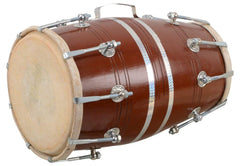 18 Inch Wooden Dholak Indian Folk With Cover, Brown - Indian Folk Musical Instrument Drum Nuts N Bolt