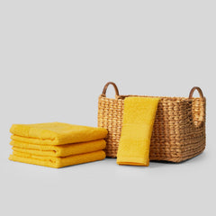Kopa Quick Dry 100% Cotton Soft Terry Face Towel 640 Gsm | Quick Dry 100% Cotton Super Absorbent, Lightweight (D'Ross) Face Towel (Yellow)- Pack Of 4