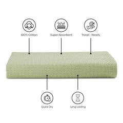 Haus & Kinder Maple Waffle Bath Towel 220 Gsm | Honeycomb Large Size Bathing Towels 100% Cotton Towel For Men & Women (Sage Green)