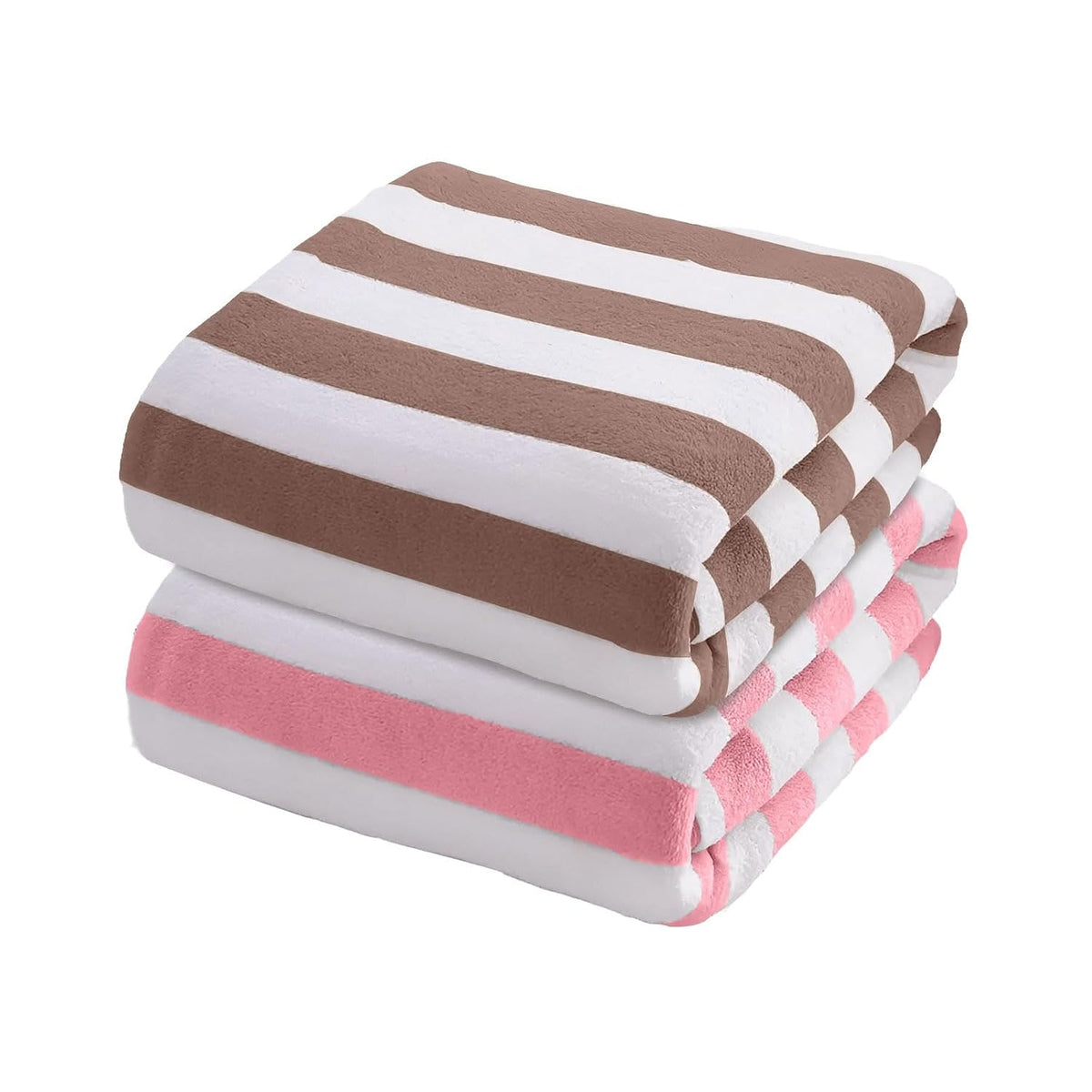 Maxoshine Microfiber Bath Towels Large Size Combo-Super Soft Coral Fleece Bathing Towel With Hook Quick Dry Super Absorbent-Bath Towel (Brown/Peach, Pack Of 2)