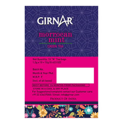 Girnar Refreshing Morrocan Mint Green Tea - 12gm, 0.4 Ounce, 10 Tea Bags | ?No Artificial Colors, No Artificial Flavor, No Preservatives - Caffeine Free Green Tea