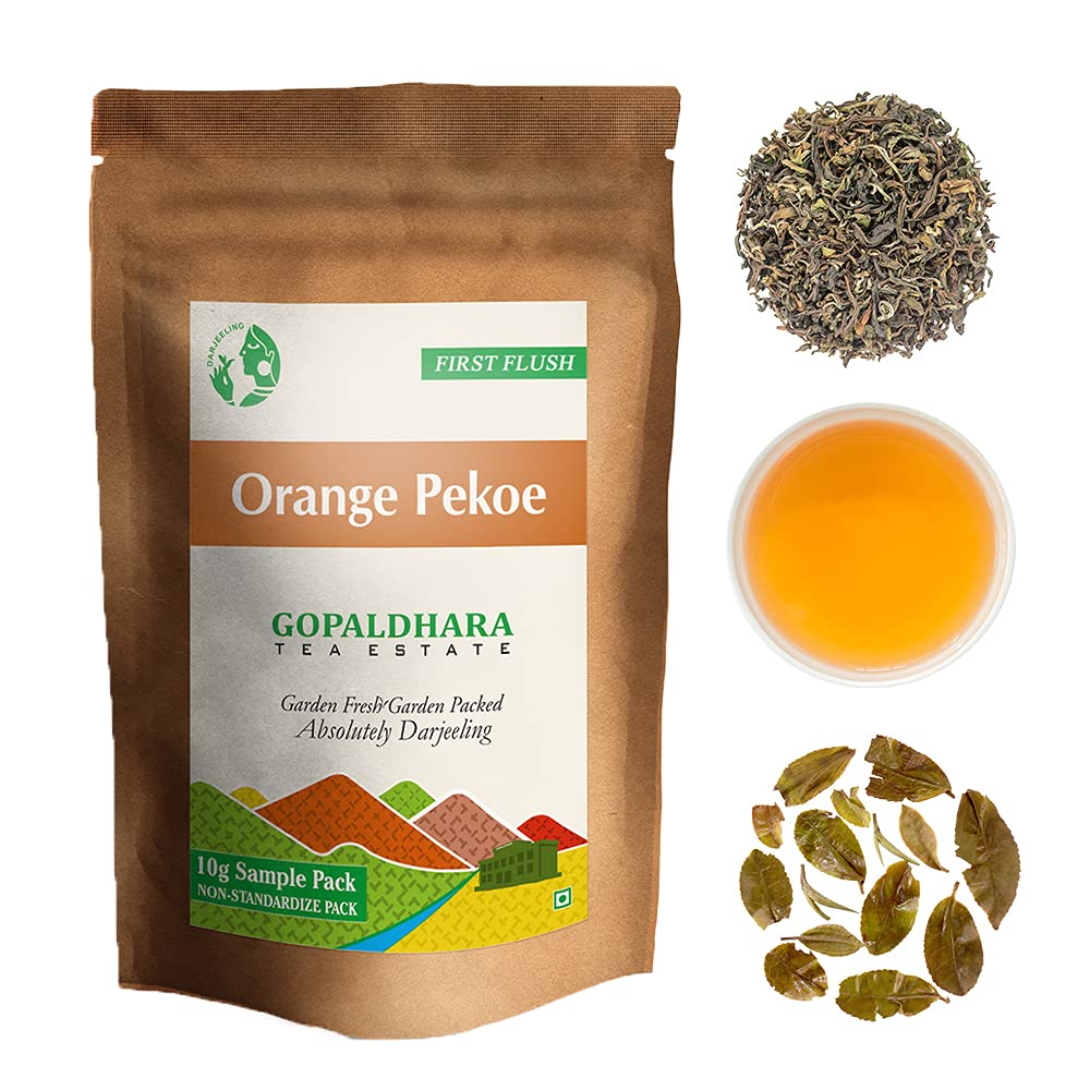 Gopaldhara Darjeeling Tea First Flush Tea Sample Pouches - Pack Of 7 Teas X 10gm, 0.35 Ounce Each | First Flush Low Caffeine Loose Leaves