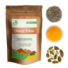 Gopaldhara Darjeeling Tea First Flush Tea Sample Pouches - Pack Of 7 Teas X 10gm, 0.35 Ounce Each | First Flush Low Caffeine Loose Leaves