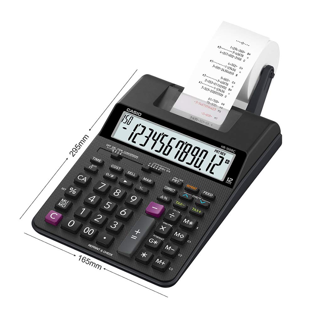 Casio HR-100RC-BK 150 Steps Check & Correct Printing Calculator With Reprint Feature & Casio IR-40 Printing Ribbons
