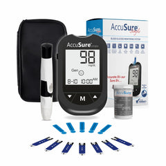 AccuSure Instant Digital Simple Glucometer Kit With 25 Strips+ 10 Lancets+ 1 Lancing Device For Accurate Blood Glucose Sugar Testing Machine