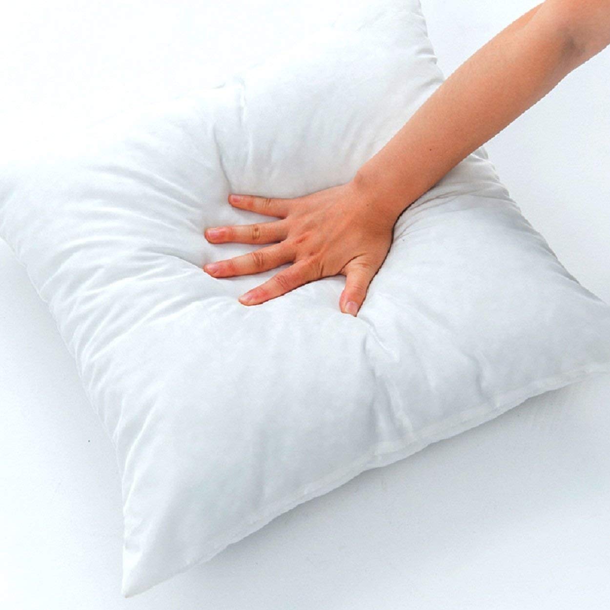 Premium Soft & Fluffy Sofa Pillow Cushions, Bed Takiya & Cot Pillows, White - 16 Inch | Microfiber Filled Throw Pillows For Diwan & Living Room | Lightweight Square, Washable - Pack Of 4