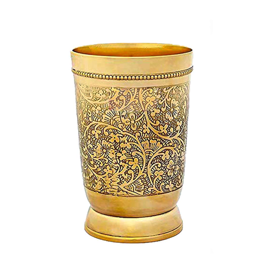 Pure Brass Jug Or Pitcher With 4 Glasses Set | Drink Ware Set Capacity: Jug -1000ml, Glass - 300ml | Luxury Antique Look