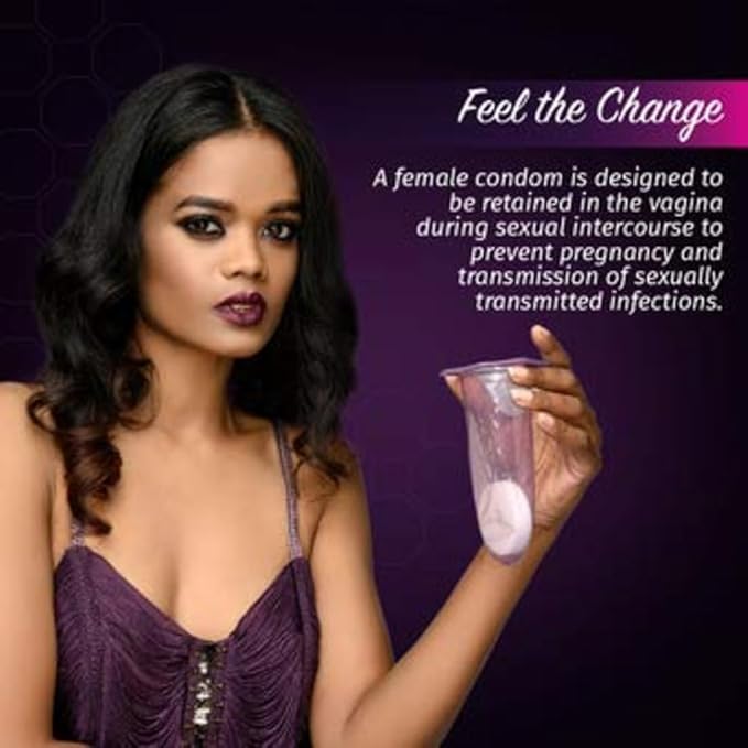 Domina Female Condom With Soft Inner Sponge, No Artificial Made With Natural Rubber Latex Pack Of 2